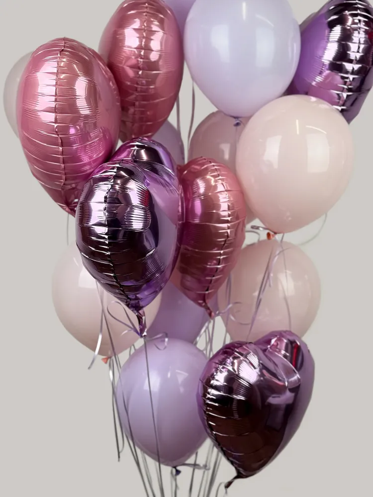 16 purple and pink balloons set (helium inflated)
