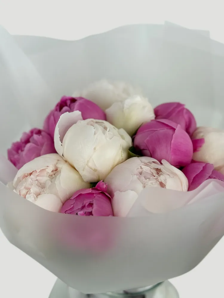 Pink & ivory peony charm (12 peonies)