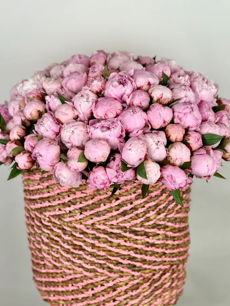 Blush fields – grand peony basket