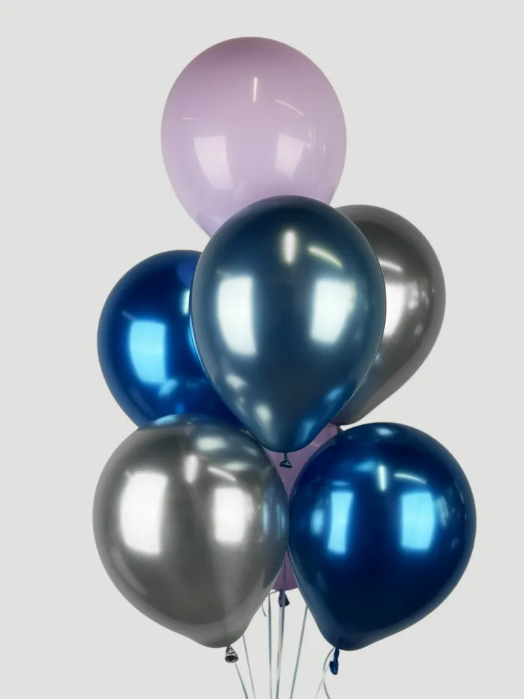 Helium balloon bouquet in lavender, navy, grey and silver — Floritta