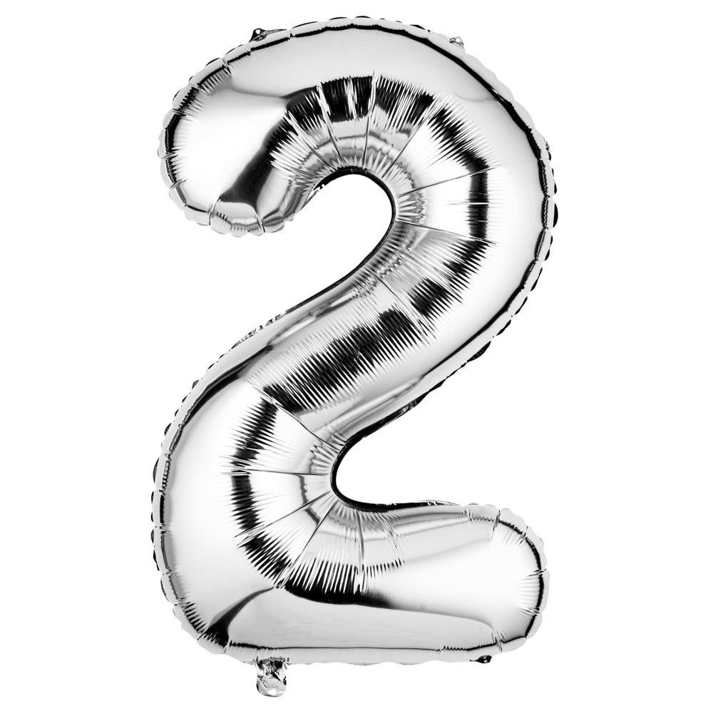 Silver foil number 2 balloon — Floritta celebration decoration