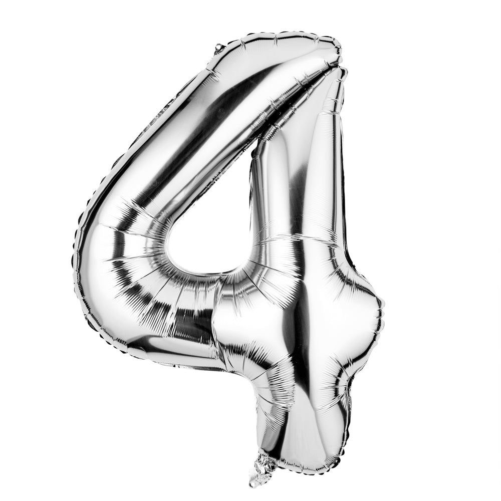 Silver foil number 4 balloon — Floritta