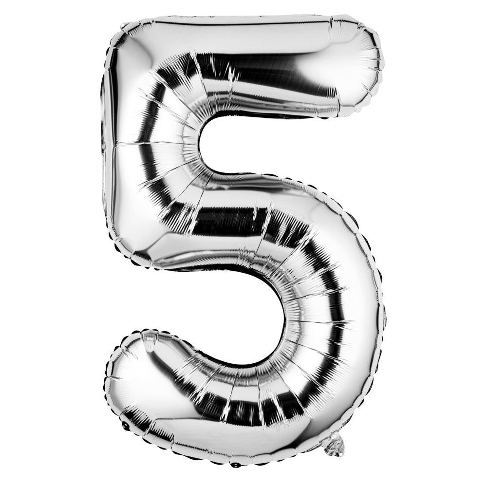 Silver number 5 foil balloon for celebrations — Floritta