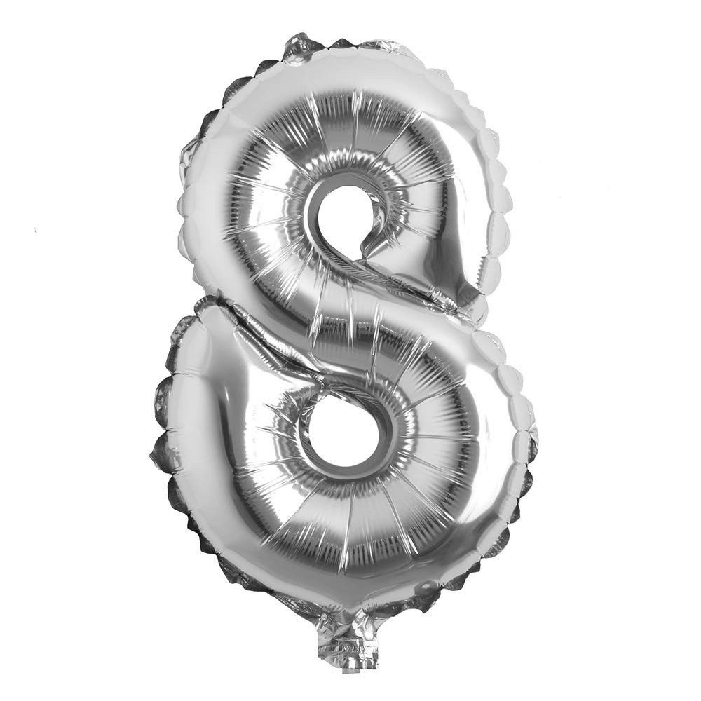 Silver number 8 foil balloon for celebrations — Floritta