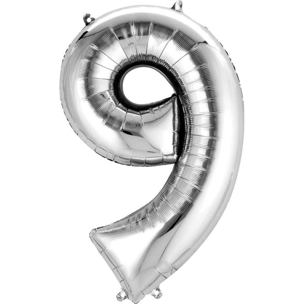 Silver number 9 foil balloon decoration — Floritta