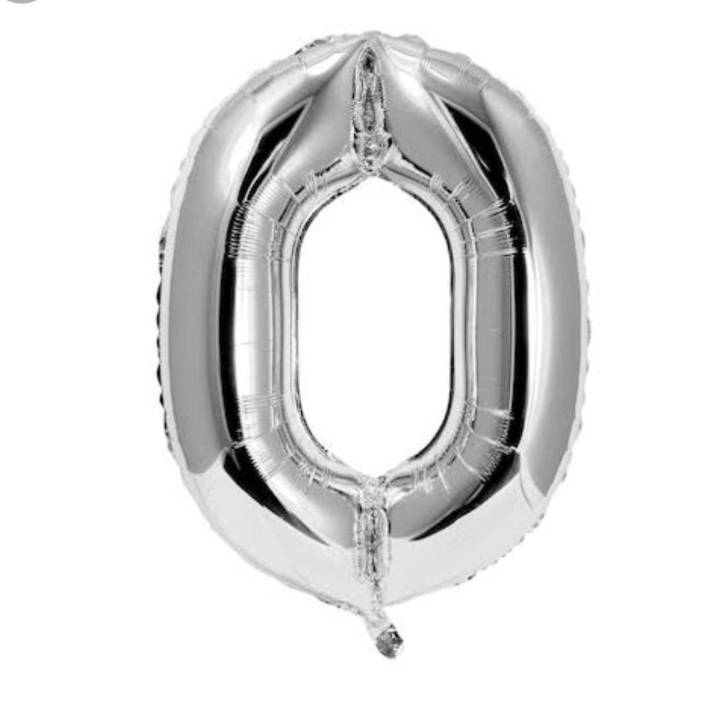 Silver number 0 foil balloon for celebrations — Floritta