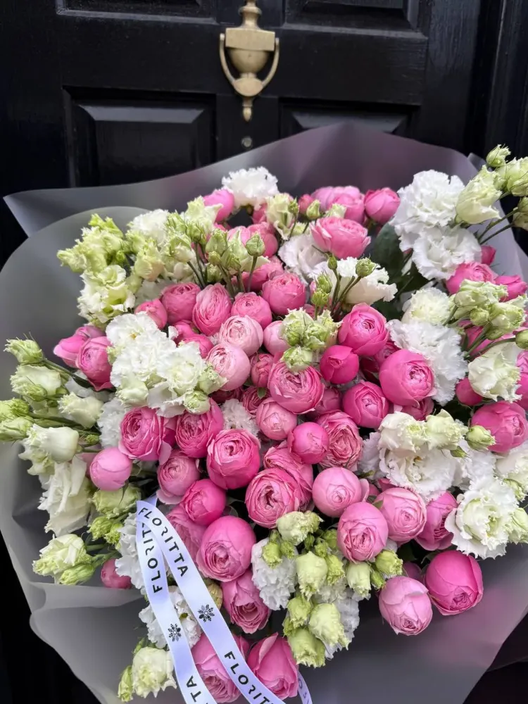 Blushing belle (peony spray roses & eustoma)
