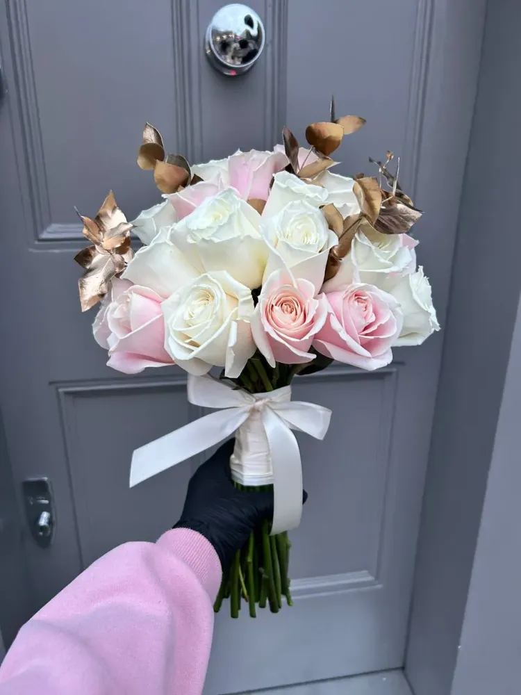 Golden grace & blush bride bouquet