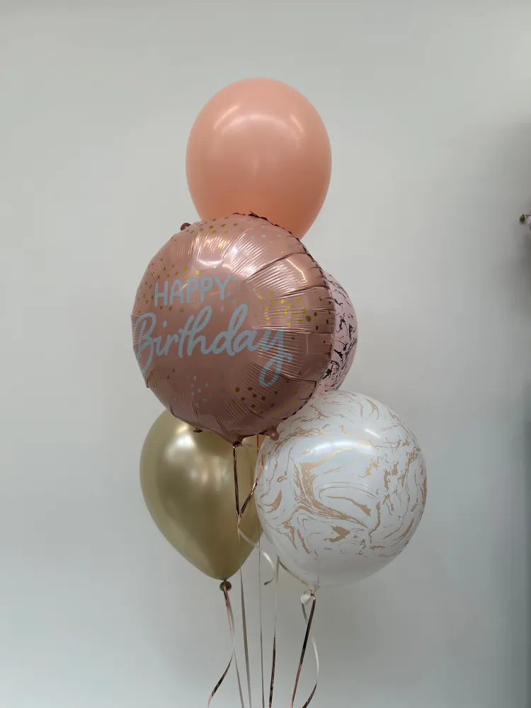 Happy birthday set (5 random colours balloon helium inflated)