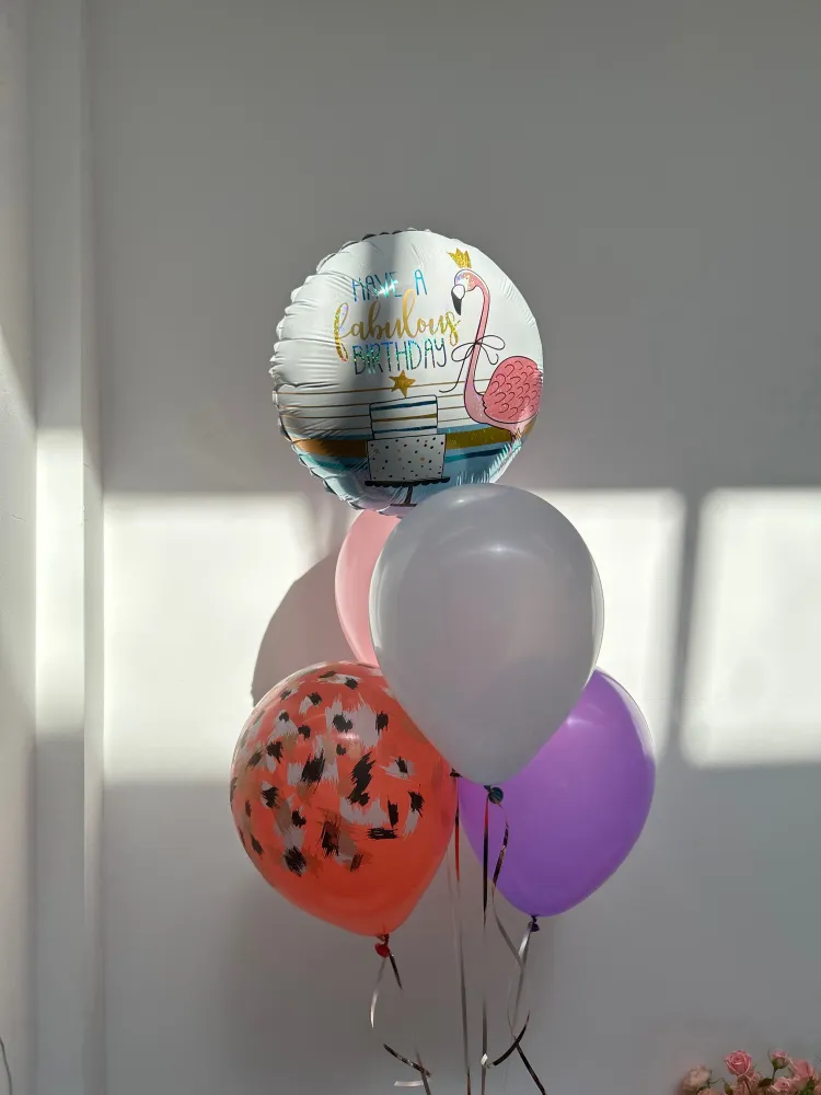Happy birthday set (5 random colours balloon helium inflated)
