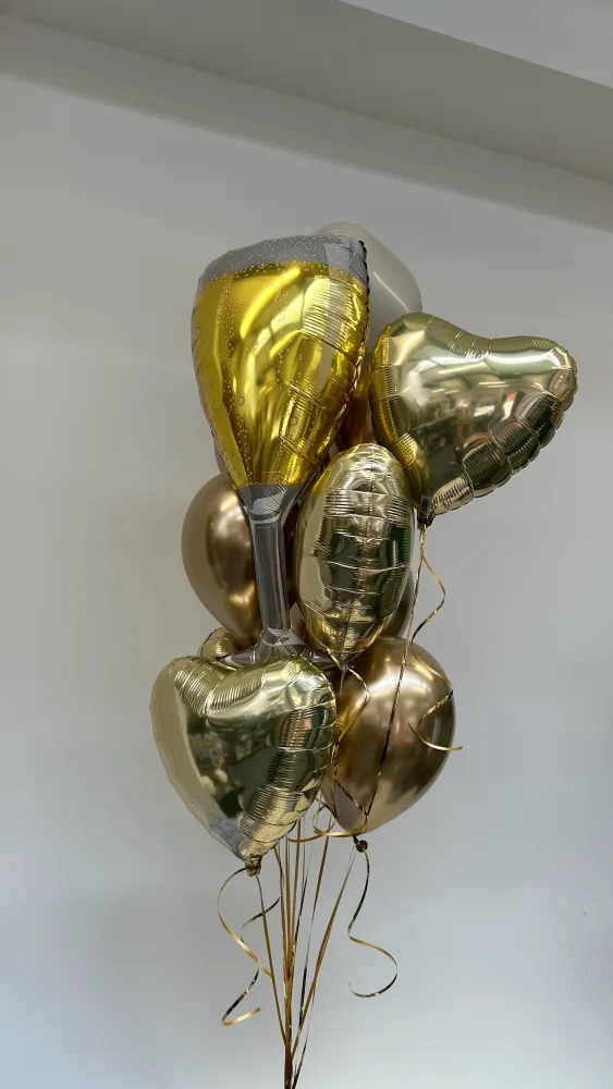 Luxe gold and silver foil balloons with ribbon ties — Floritta celebration accessory