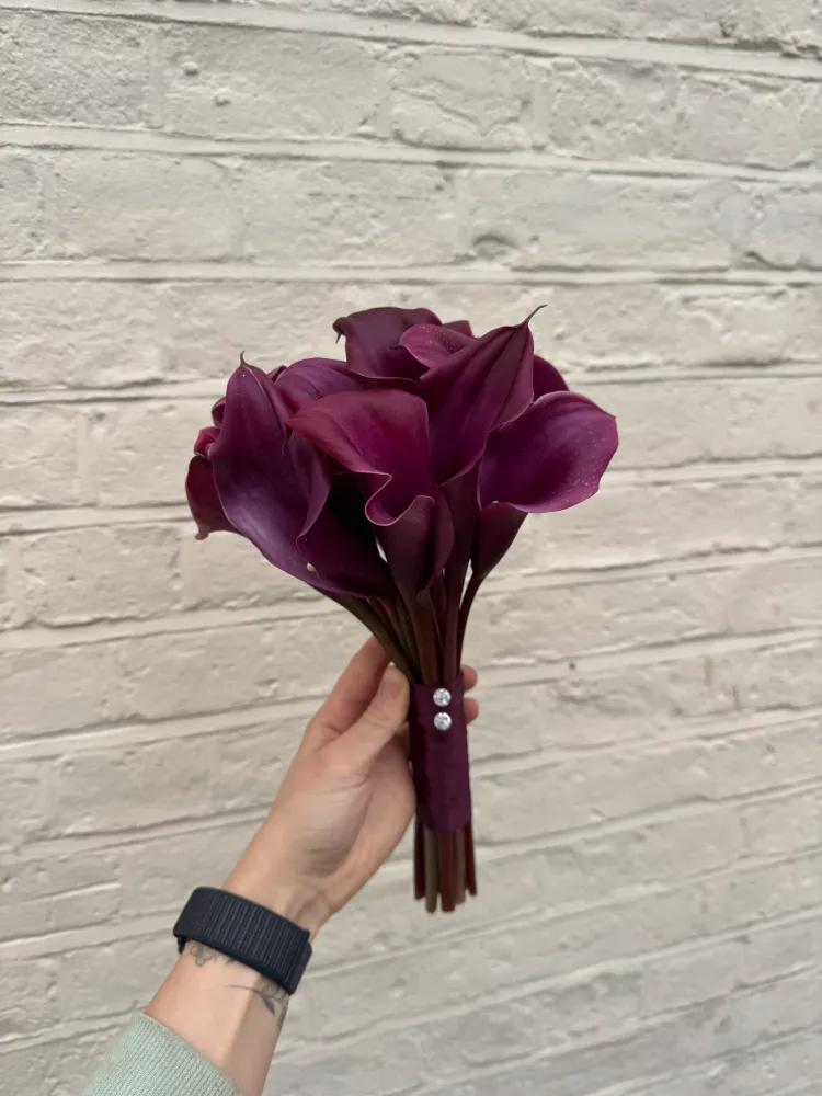 Deep burgundy calla lilies bridal bouquet