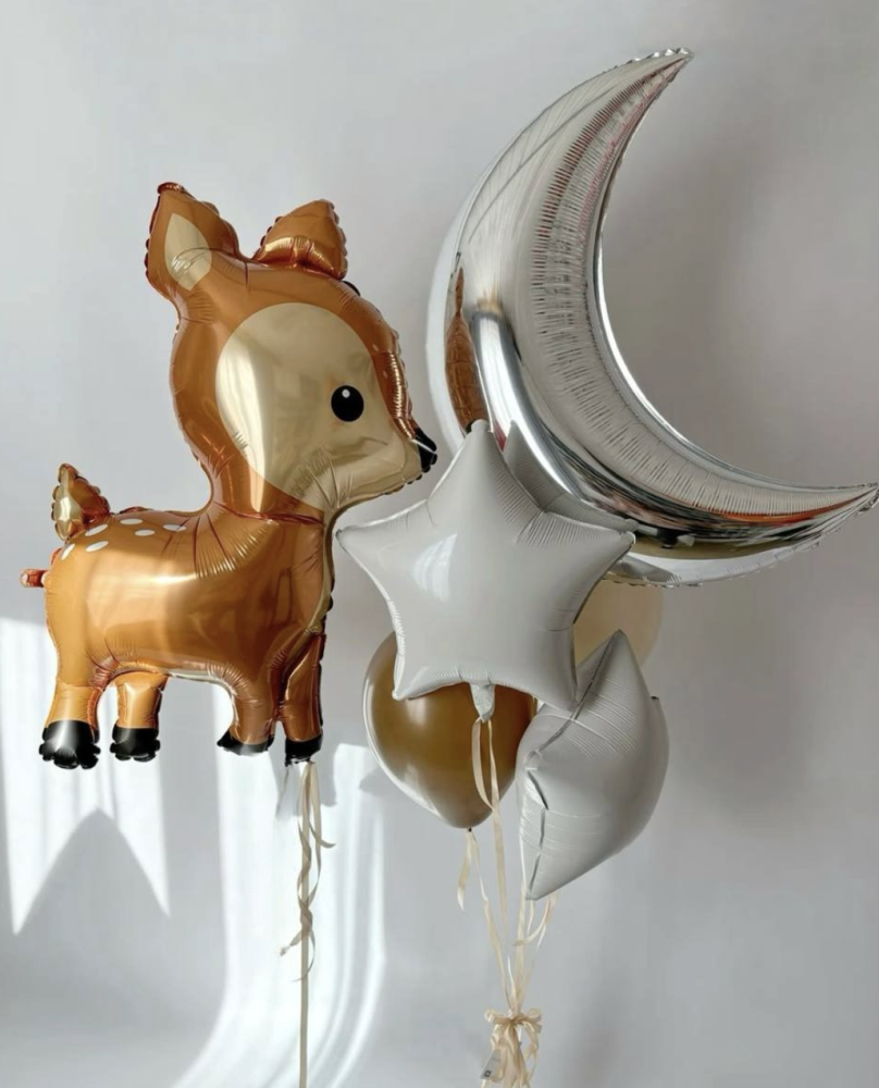 Gold llama and silver moon foil balloons arrangement — Floritta