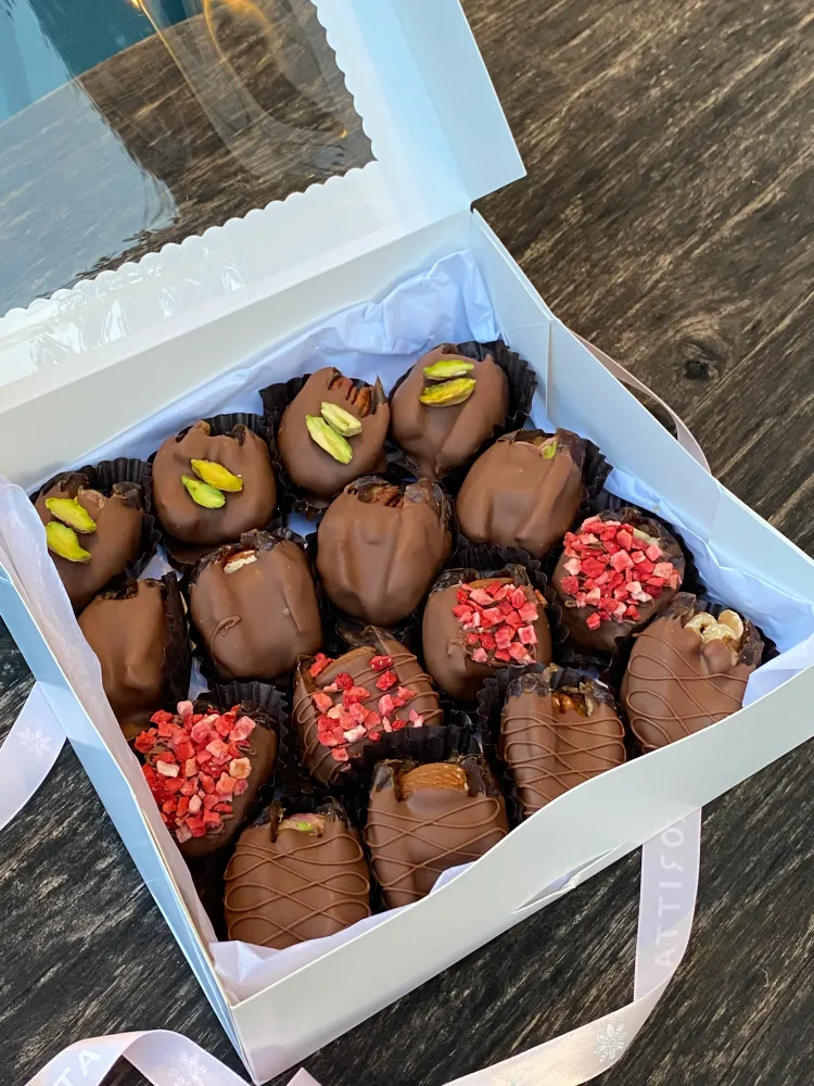 Medjool dates in milk chocolate