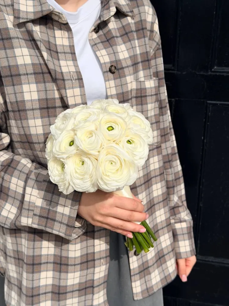 White ranunculus bridal bouquet