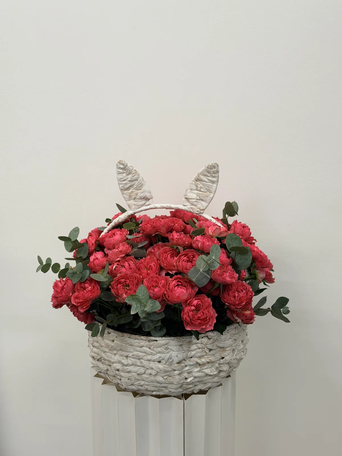 Deep love bloom basket (peony spray roses)