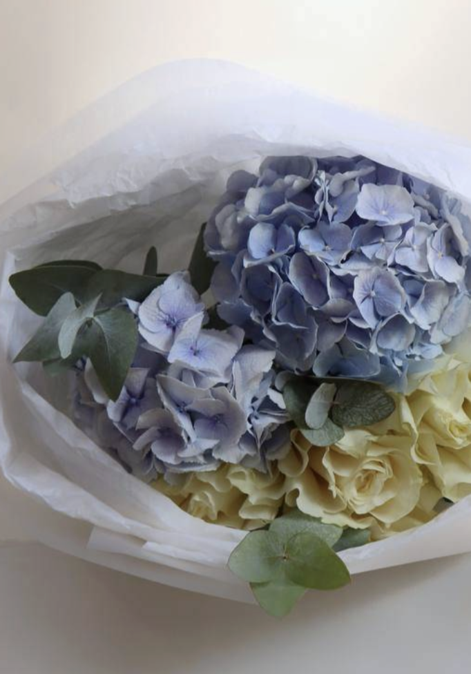 Elegance mini (hydrangeas, roses, eucalyptus)