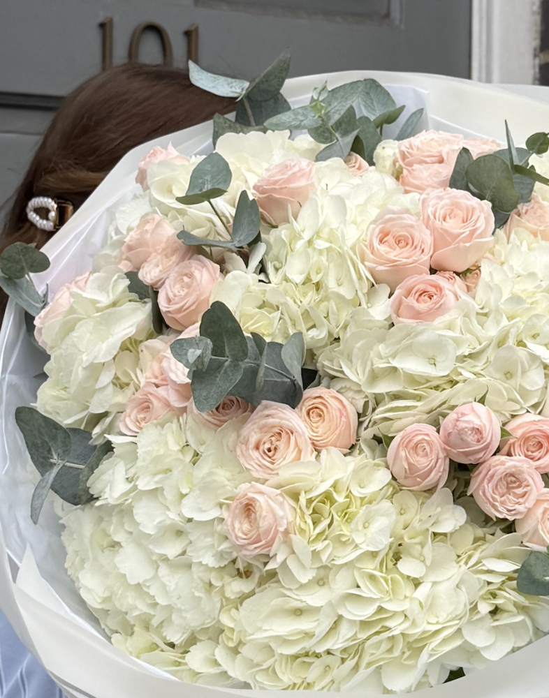 Blush & silk (hydrangeas & spray roses)