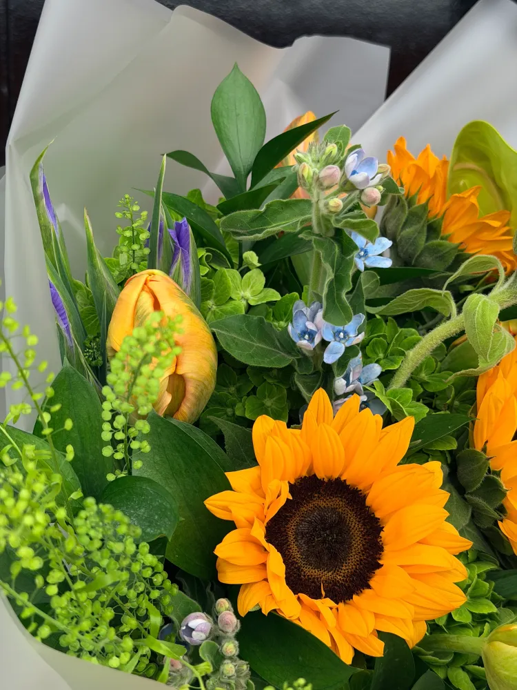Vibrant meadow mix (sunflowers & tulips)
