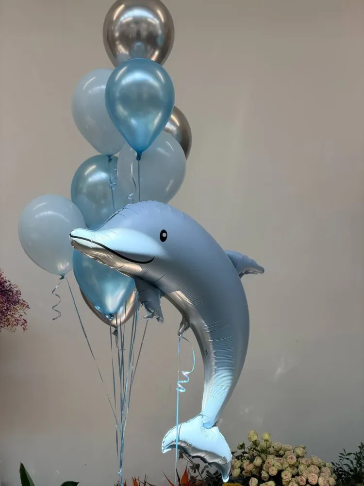 Little dolphin cluster (11 balloon helium inflated)