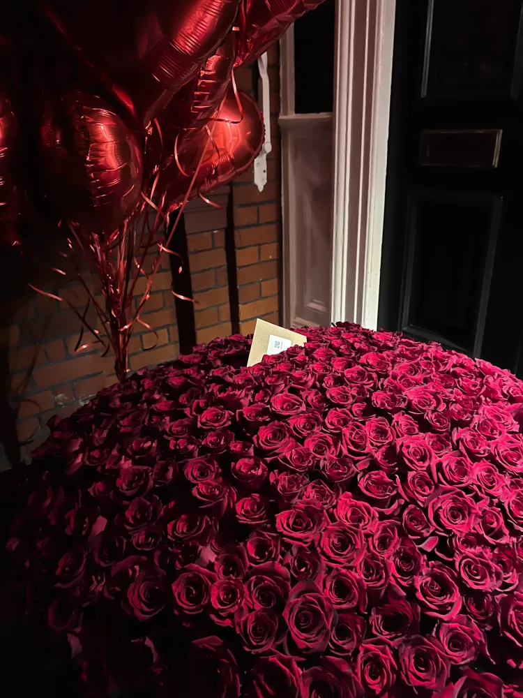Four hundred love declaration (400 red roses & 65 red heart balloons)