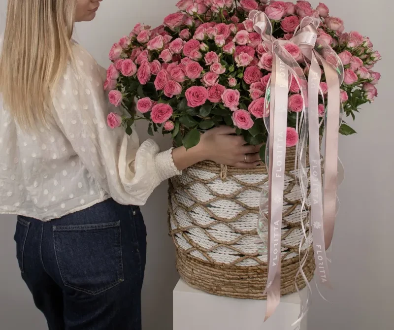 Blossoms of devotion basket (spray roses)