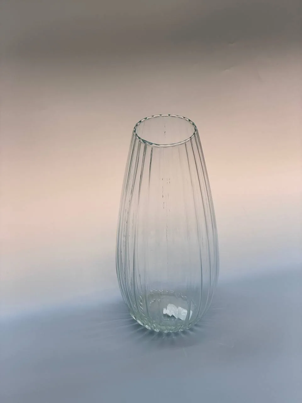 Fluted clear glass vase 37cm