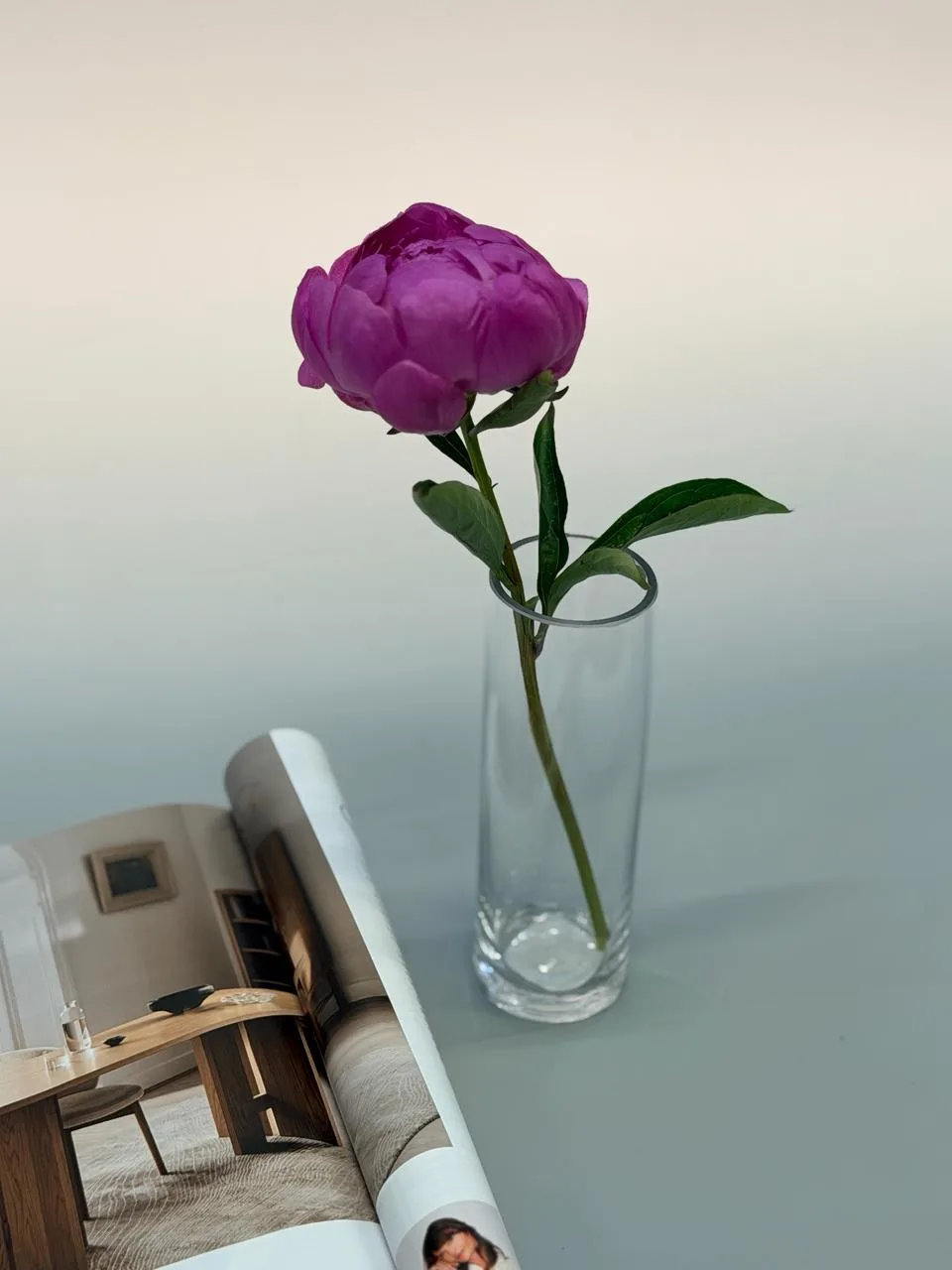 Slim clear glass cylinder vase 15cm (4cm neck)