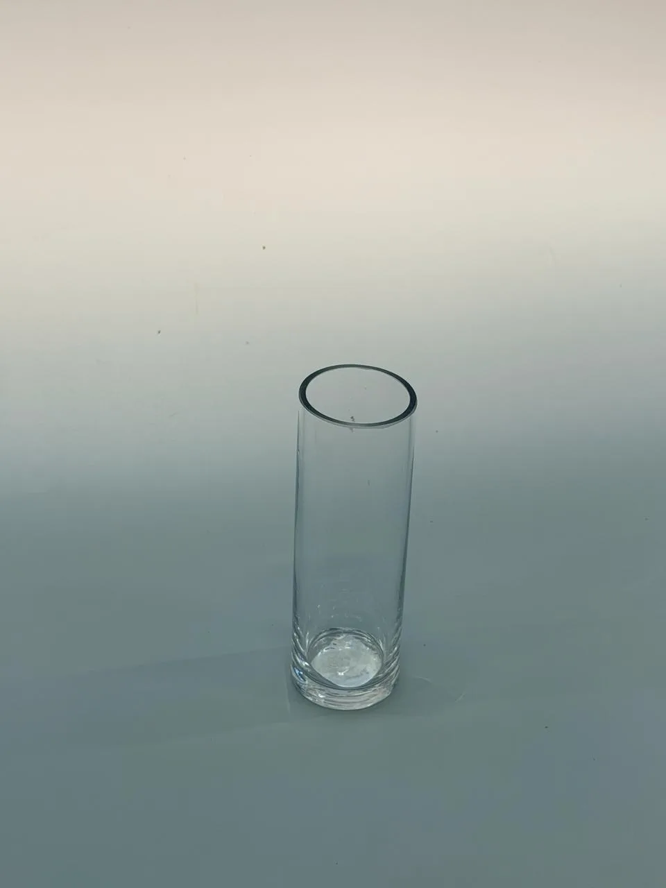 Slim clear glass cylinder vase 15cm (4cm neck)