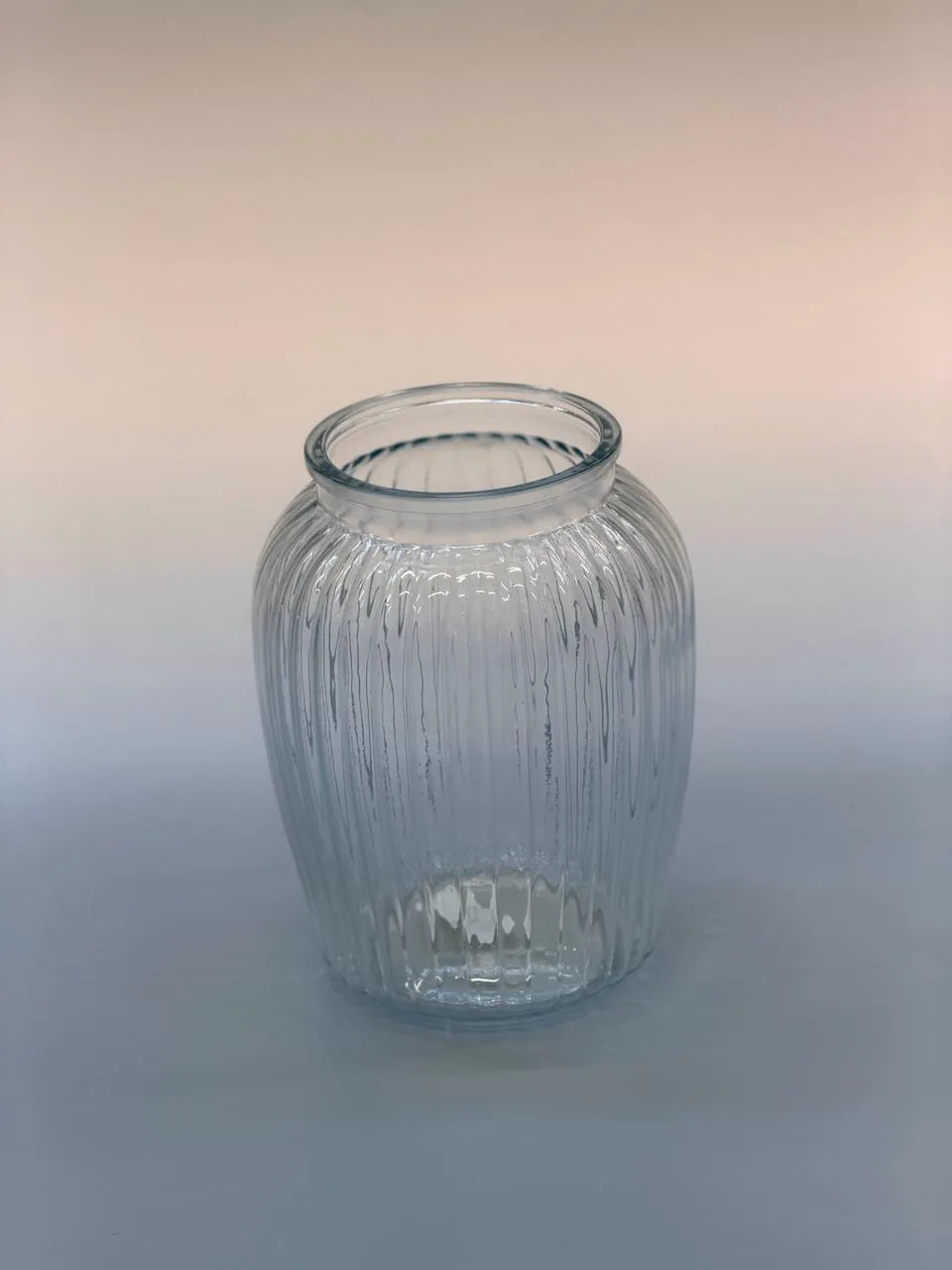 Fluted clear glass vase 19cm