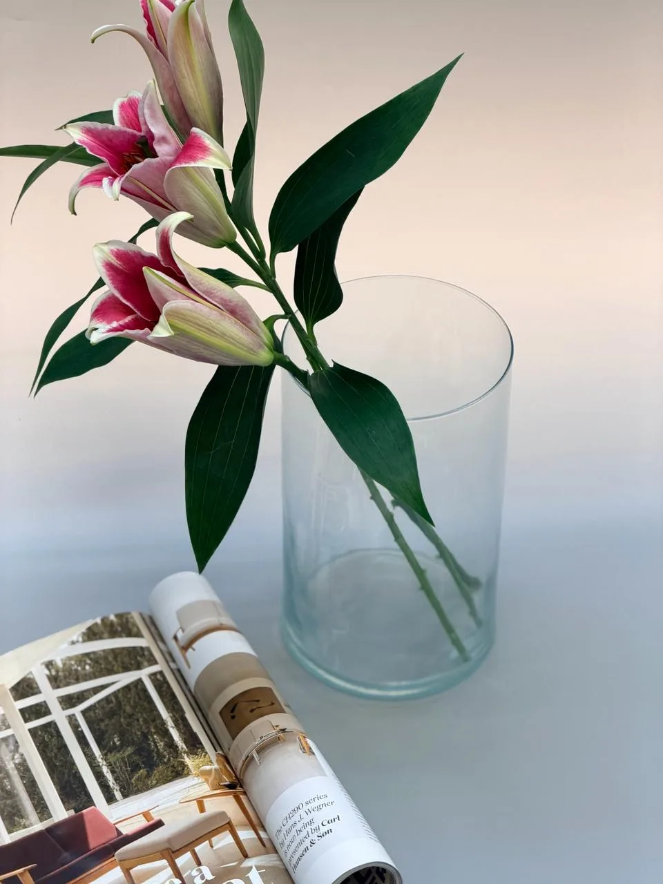 Clear glass cylinder vase 25cm