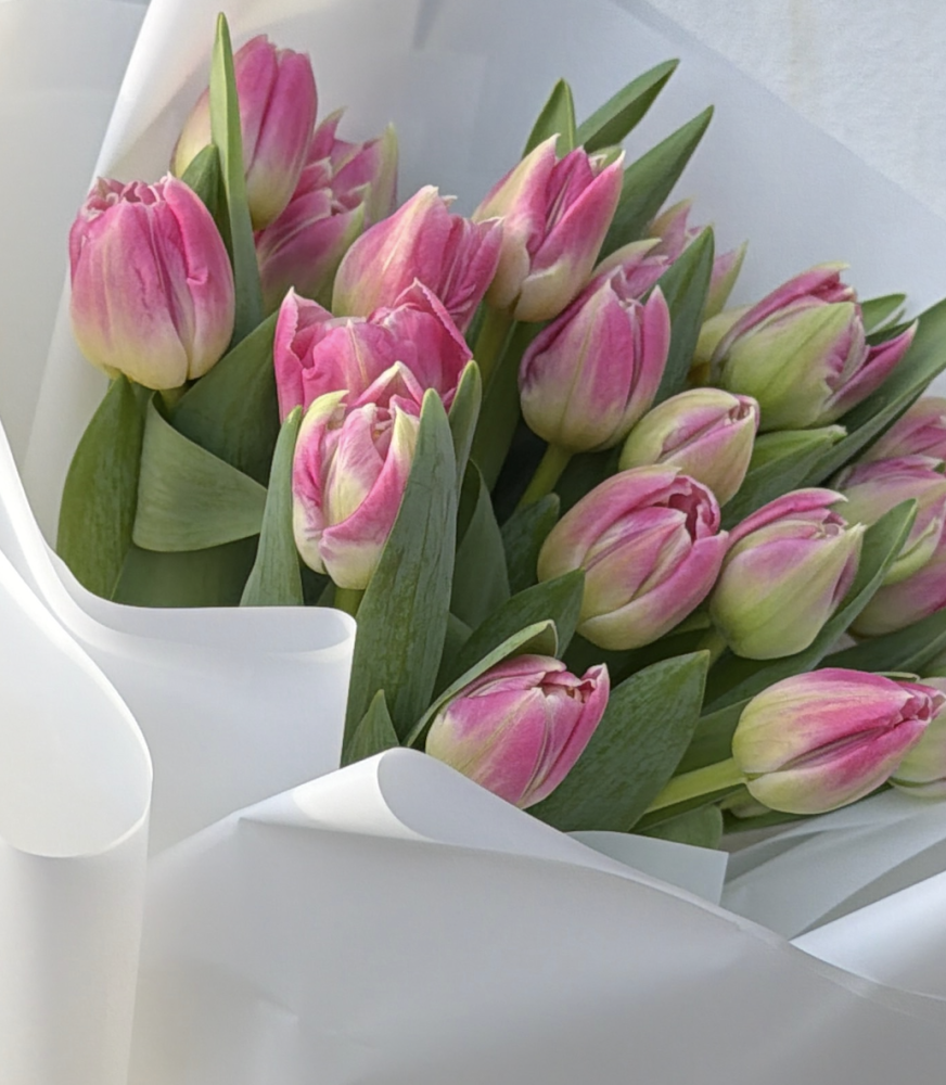 Delicate bright pink tulip bouquet